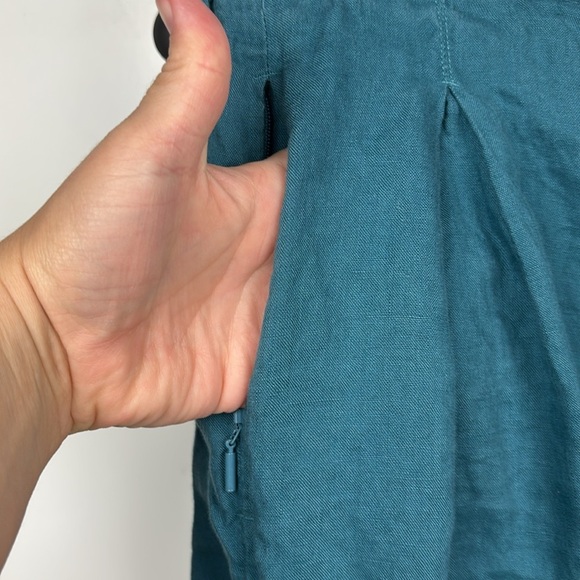 Athleta Playa Linen Wide Crop Teal Pants - Size 10 - Picture 5 of 10